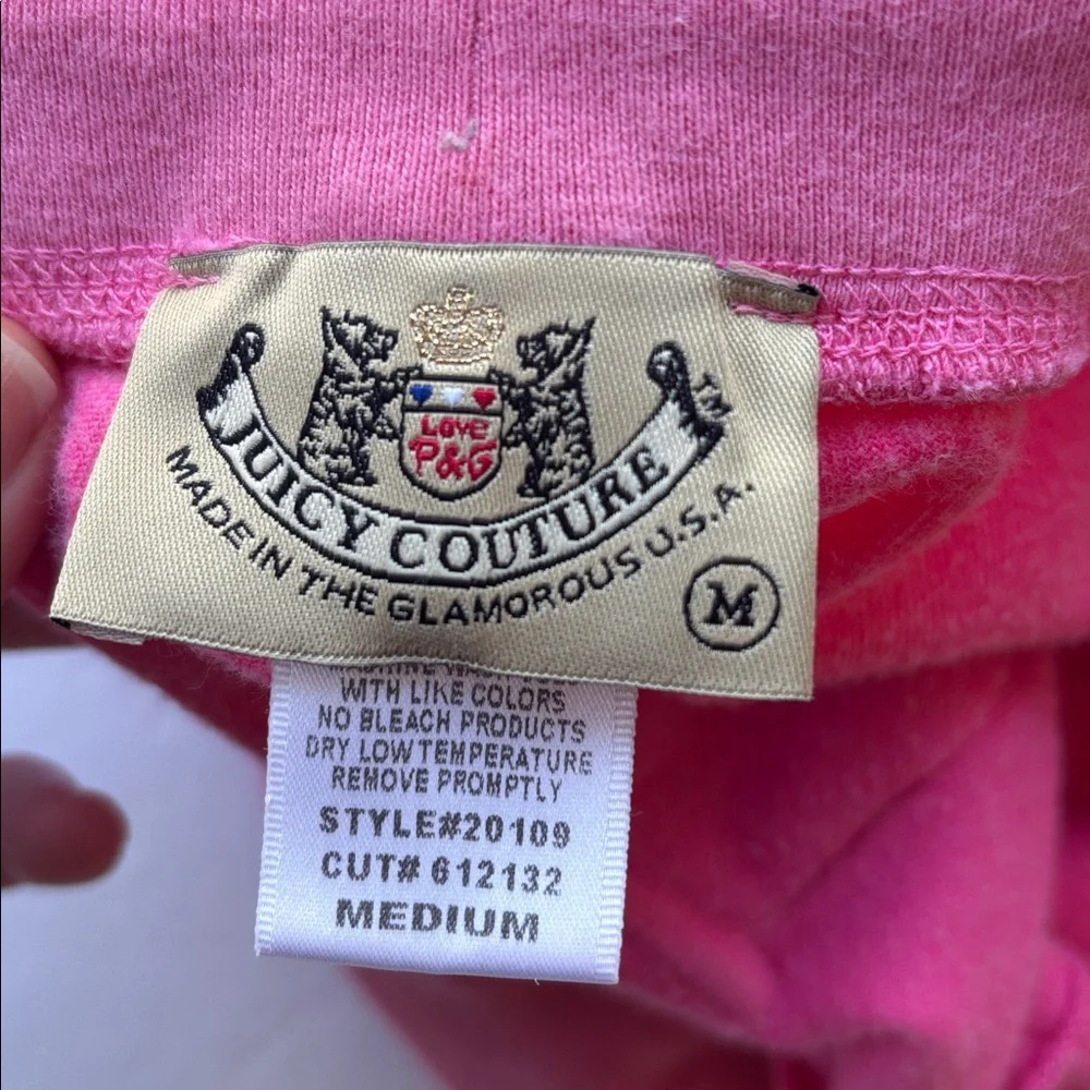 Vintage Juicy Couture Velour Y2k Tracksuit Pant Pink USA Flare Snapback Pocket M